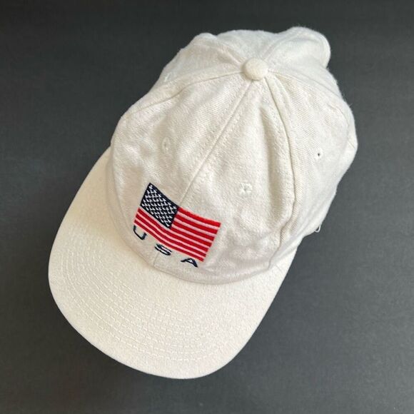 USA Embroidered Flag Cap Hat Beige SnapBack Patriotic Top of the World - Picture 7 of 10